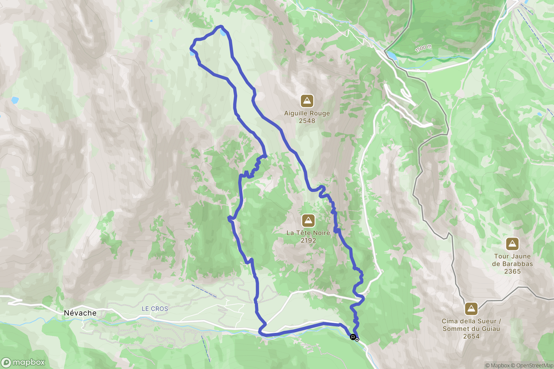 Névache : carte du parcours de randonnée - France