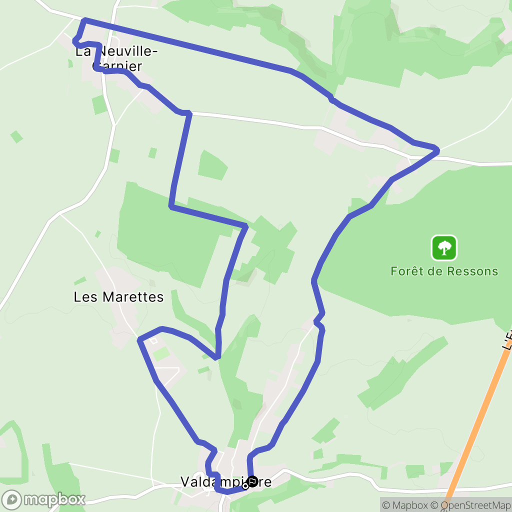 Valdampierre : carte du parcours de randonnée - France