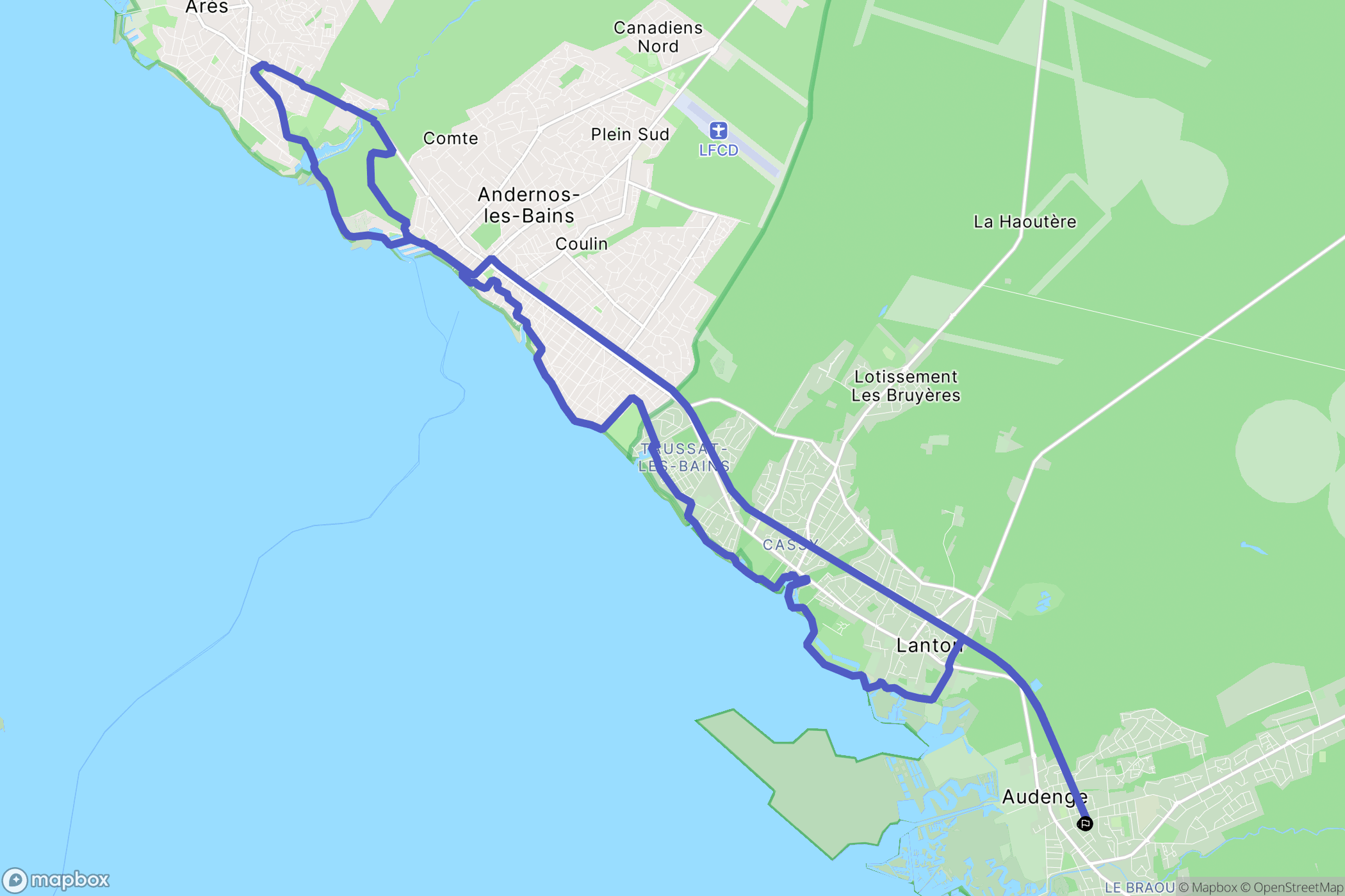 Audenge : carte du parcours de randonnée - France