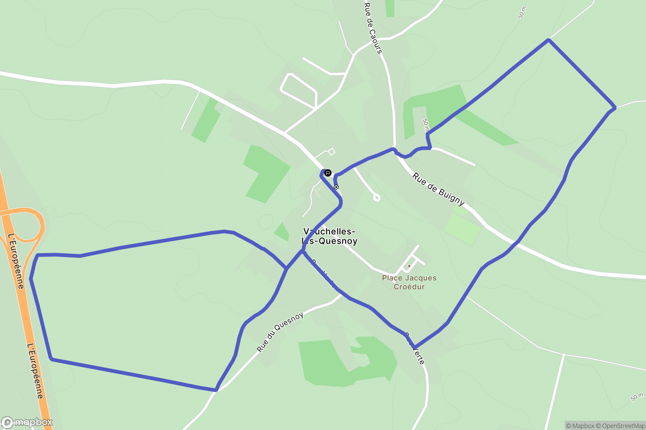 Vauchelles-les-Quesnoy : carte du parcours de randonnée - France