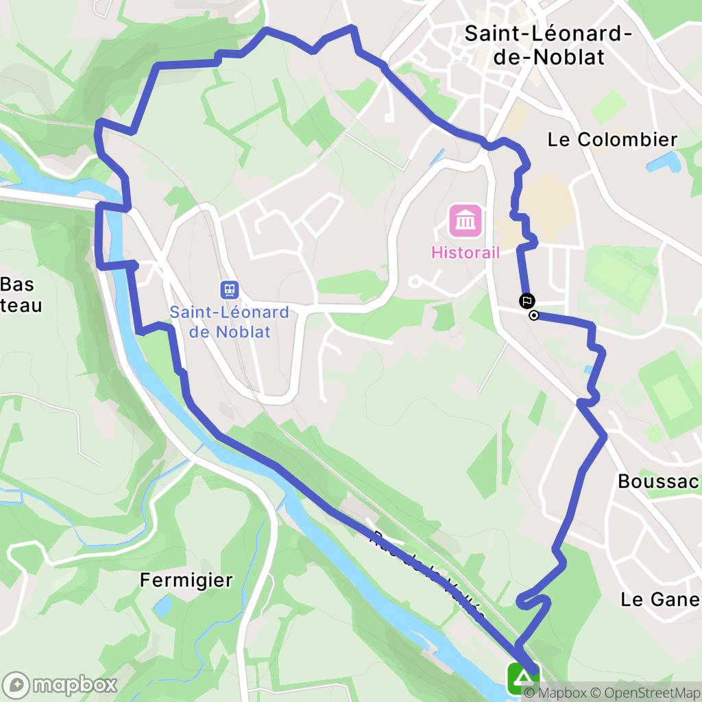 Saint-Léonard-de-Noblat : carte du parcours de randonnée - France