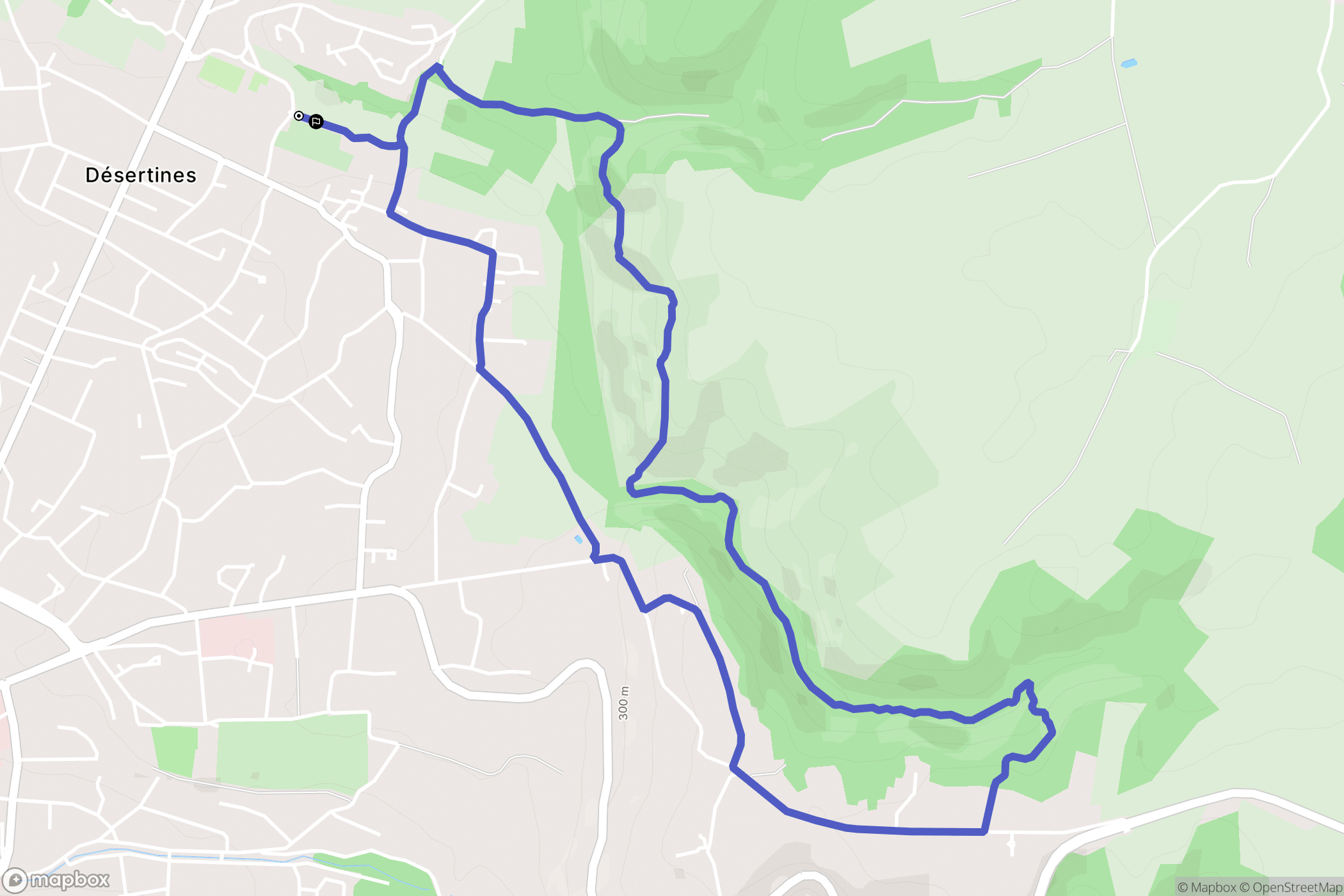 Désertines : carte du parcours de randonnée - France