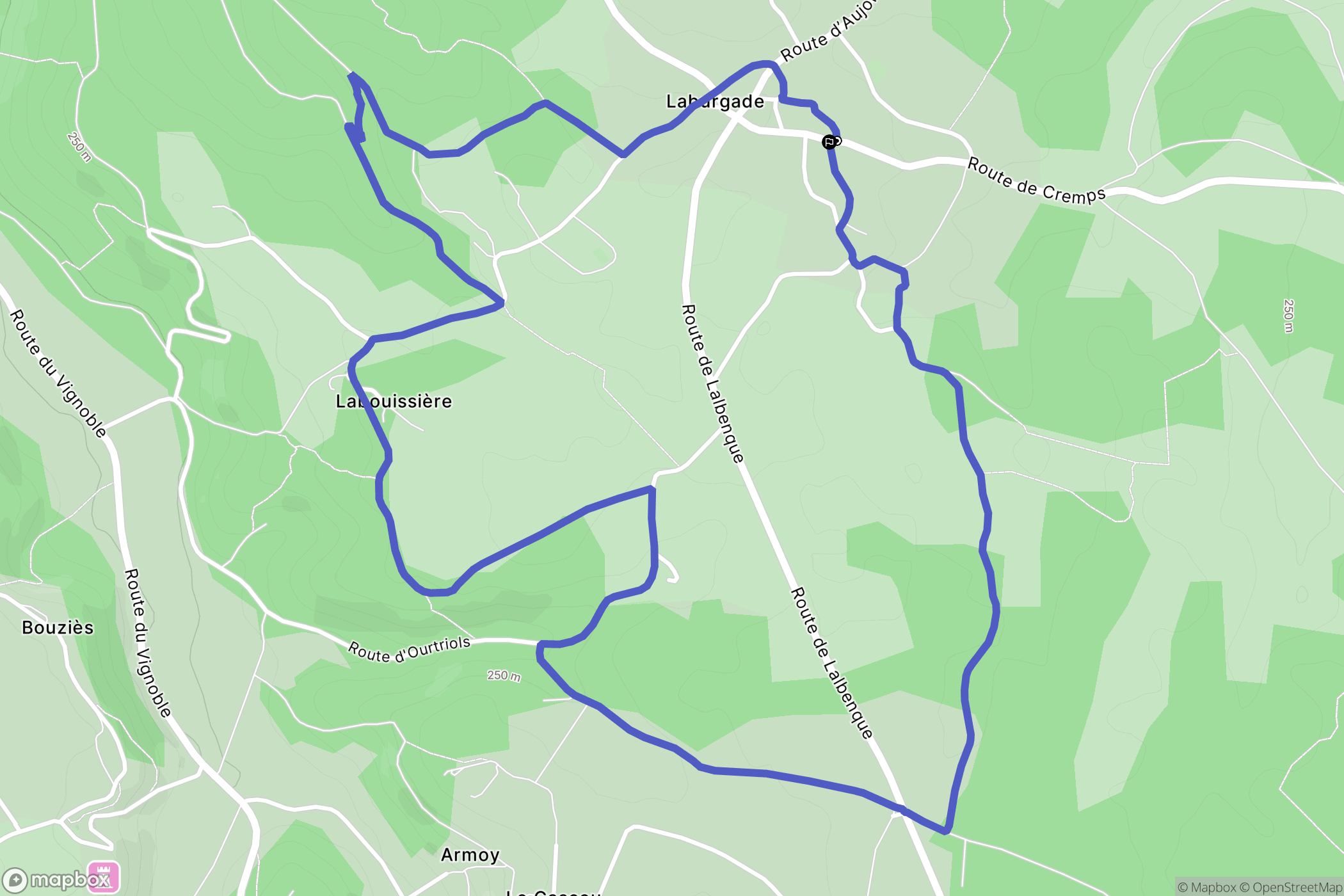 Laburgade : carte du parcours de randonnée - France