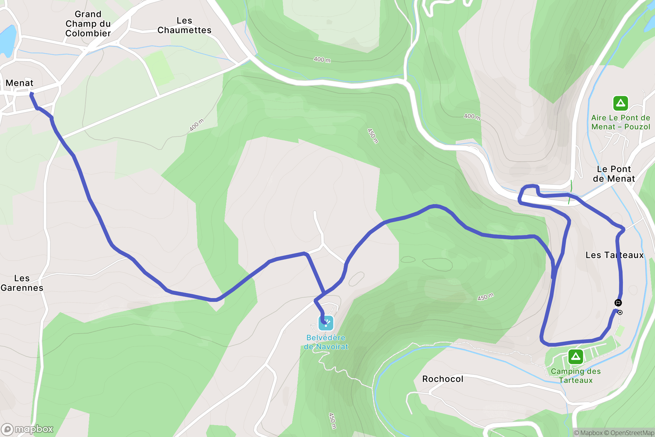 Menat : carte du parcours de randonnée - France