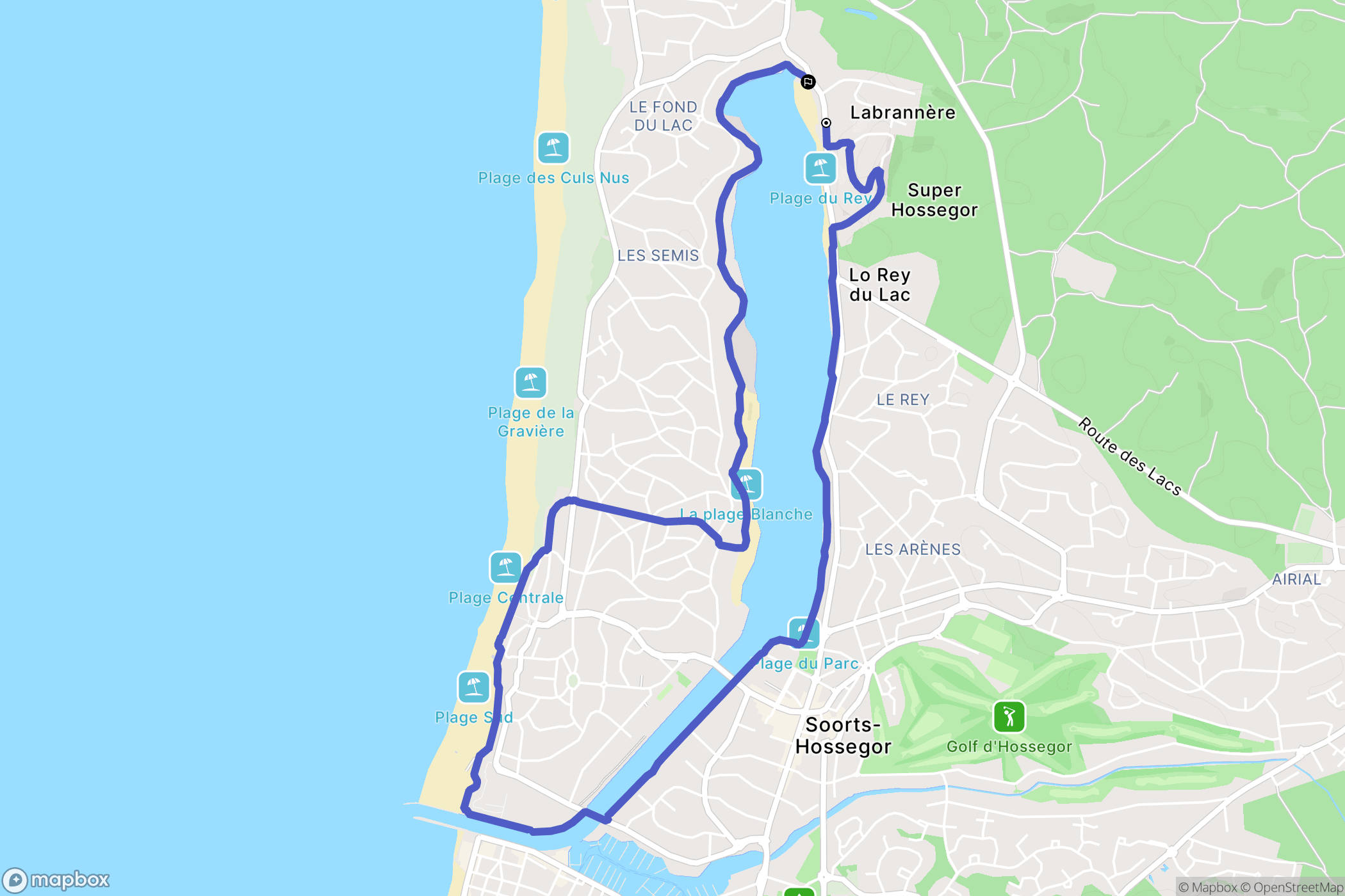Soorts-Hossegor : carte du parcours de randonnée - France