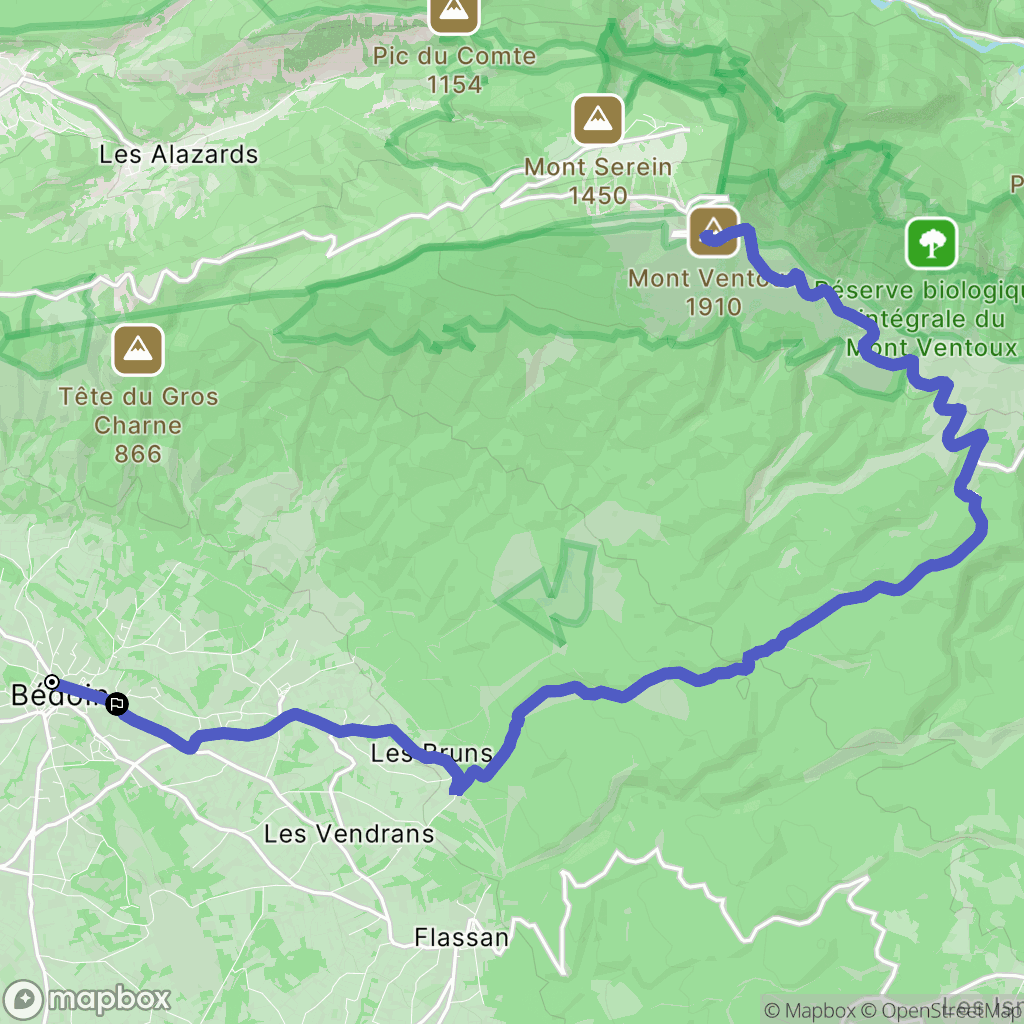 Bédoin : carte du parcours de randonnée - France