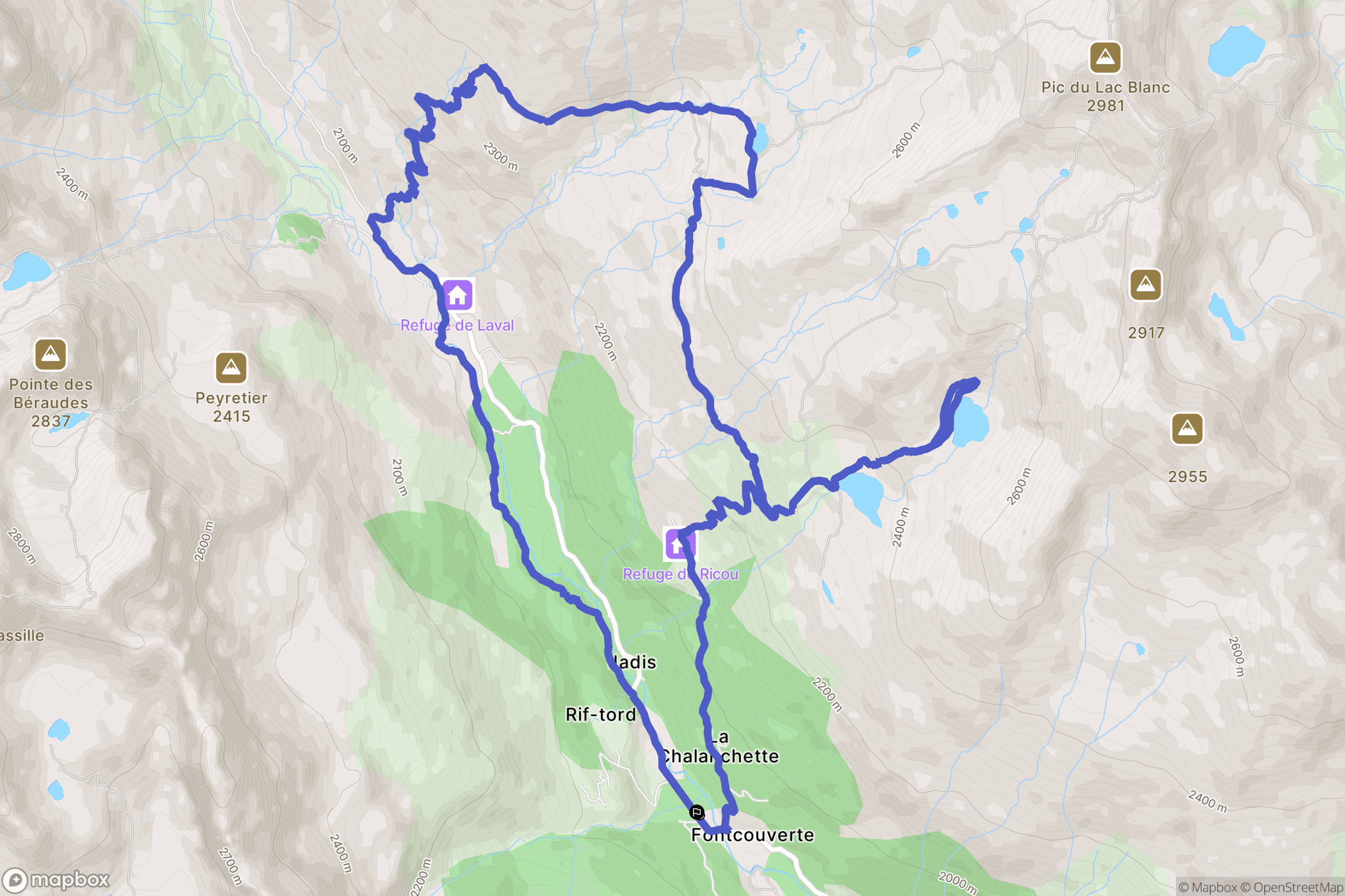Névache : carte du parcours de randonnée - France
