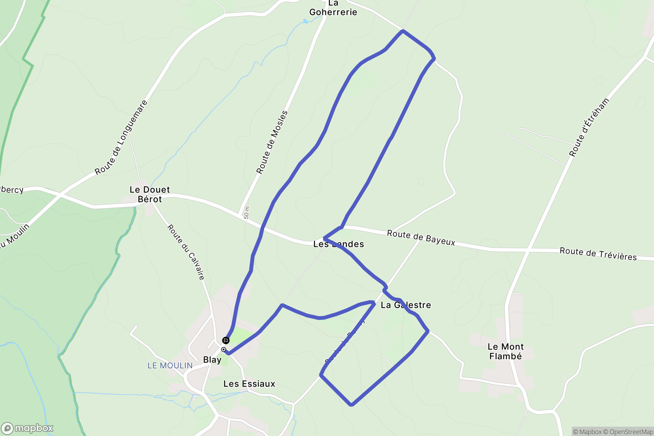 Blay : carte du parcours de randonnée - France