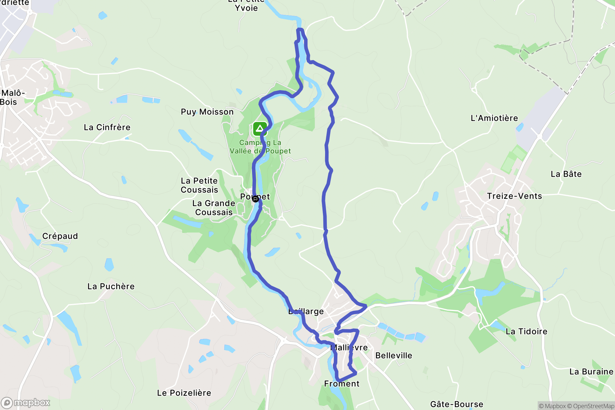 Saint-Malô-du-Bois : carte du parcours de randonnée - France