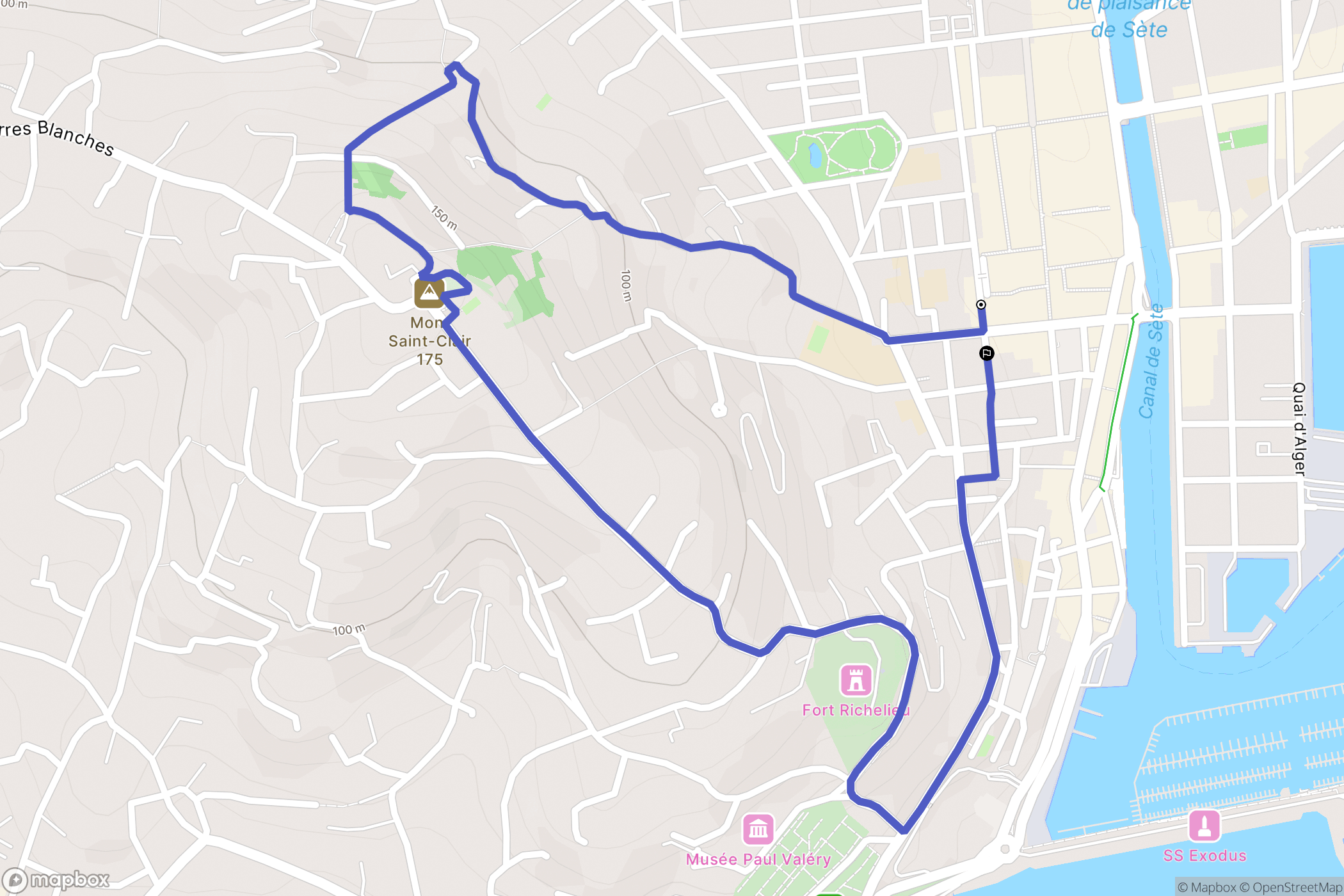 Sète : carte du parcours de randonnée - France