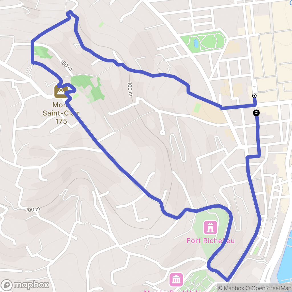 Sète : carte du parcours de randonnée - France
