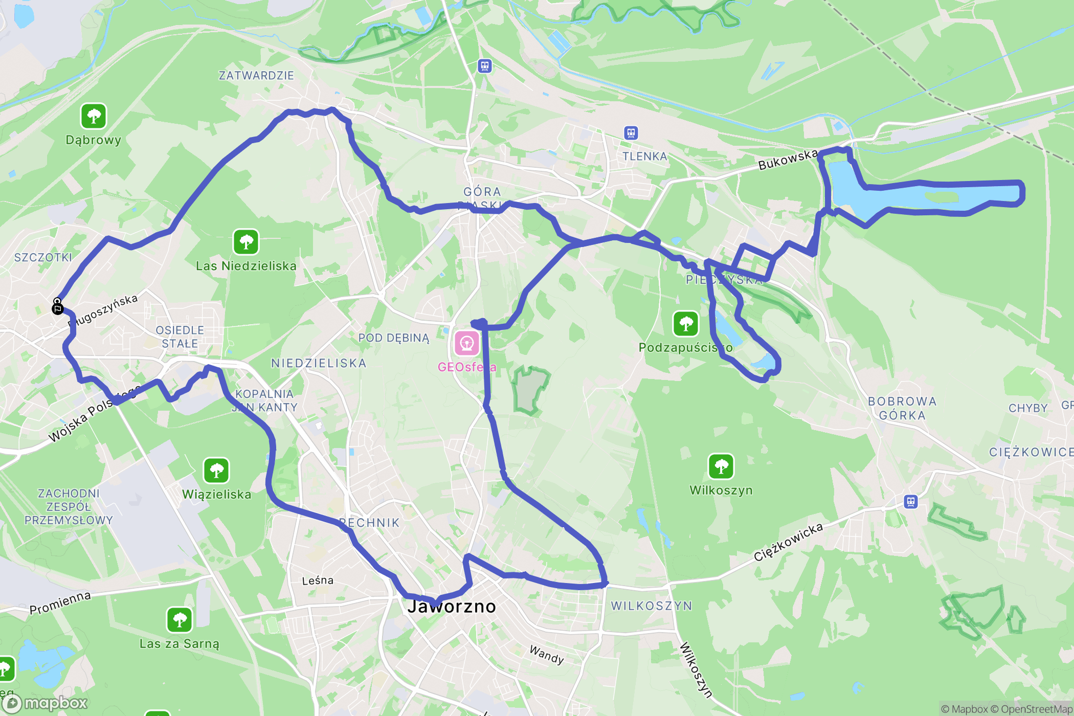 Jaworzno: mapa trasy - Poland