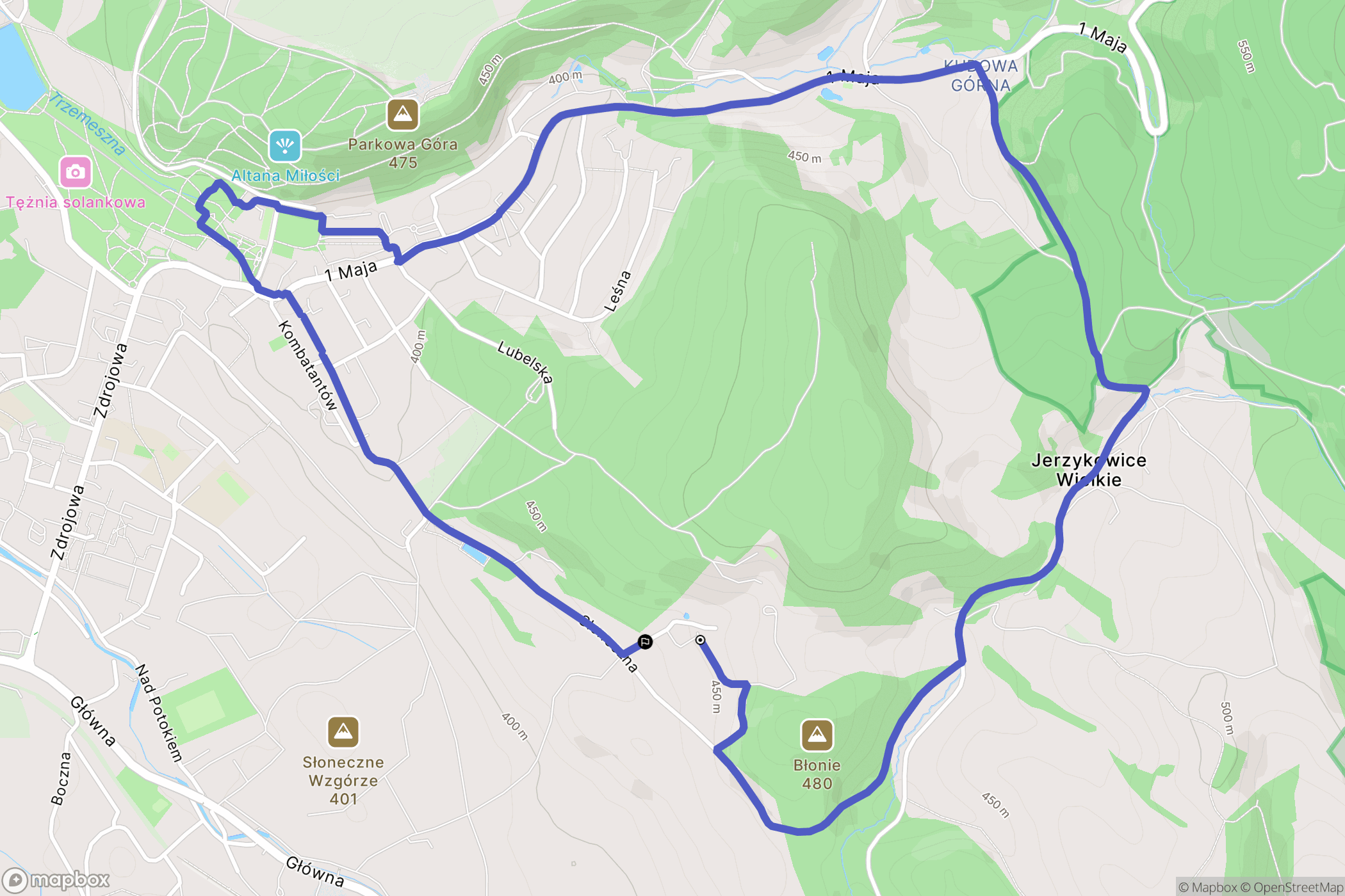 Kudowa-Zdrój: mapa trasy - Poland