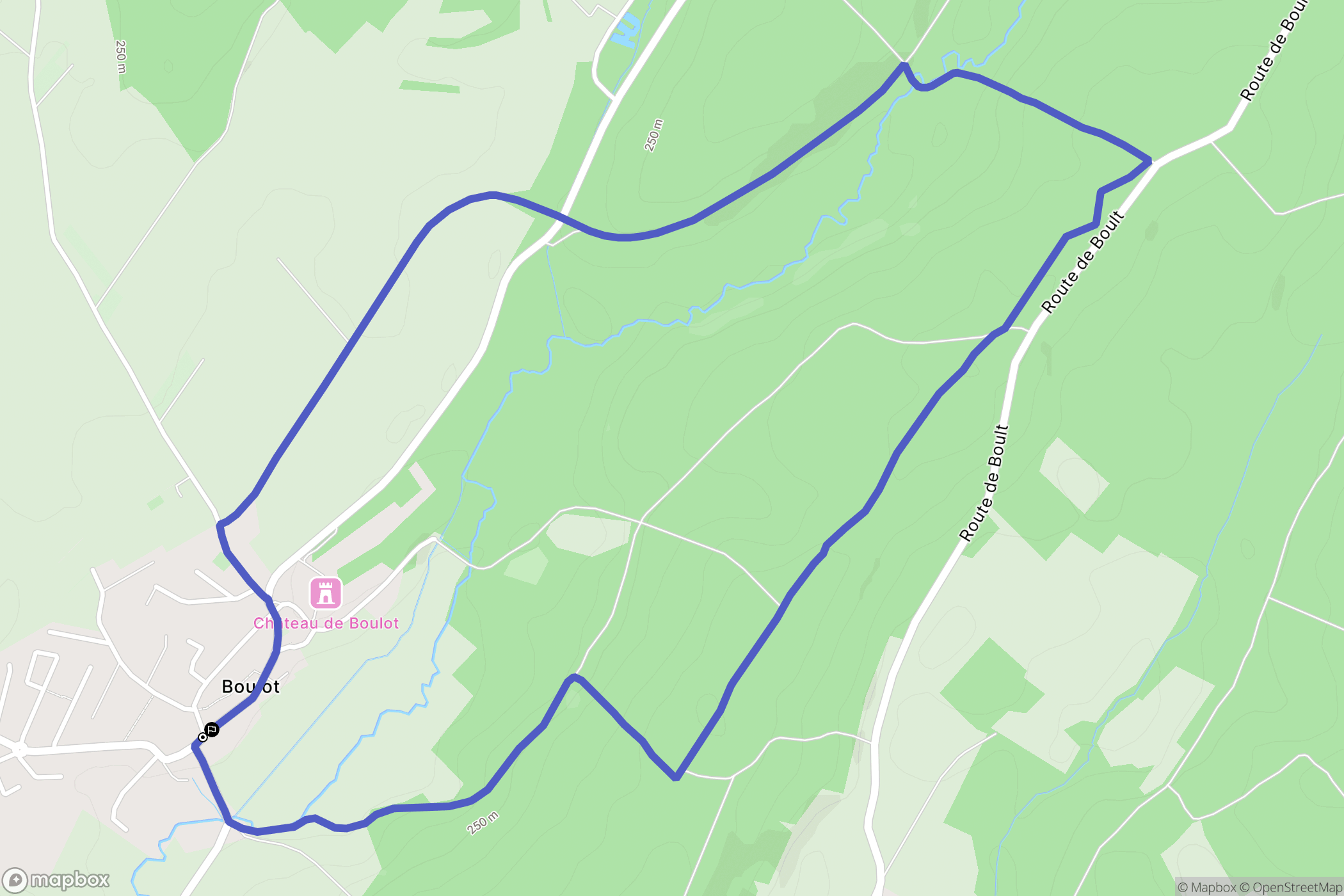 Boulot : carte du parcours de randonnée - France