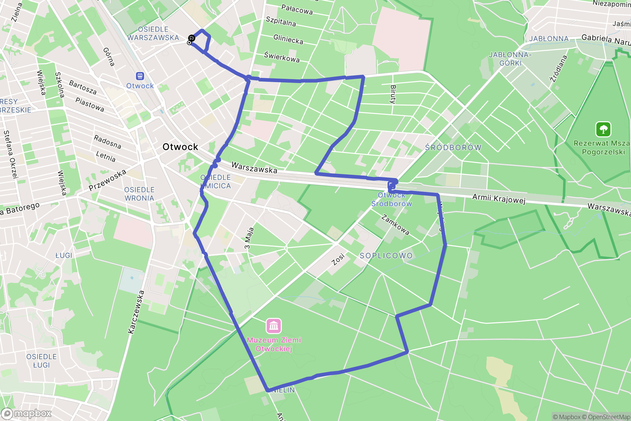 Otwock: mapa trasy - Poland