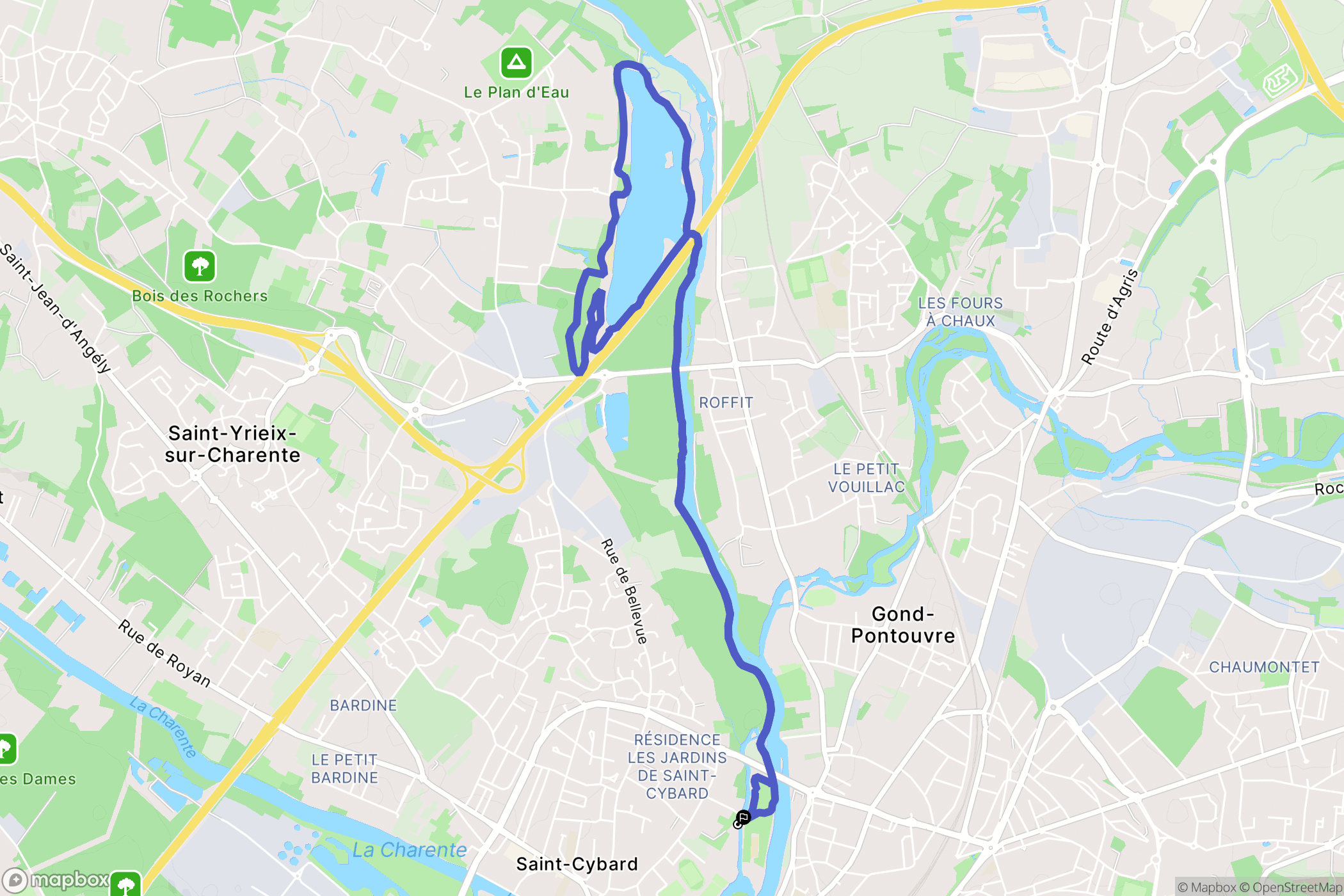 Angoulême : carte du parcours de randonnée - France