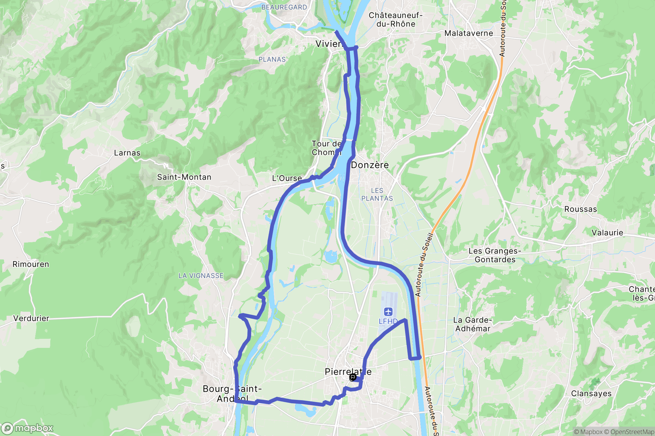 Pierrelatte : carte du parcours de randonnée - France