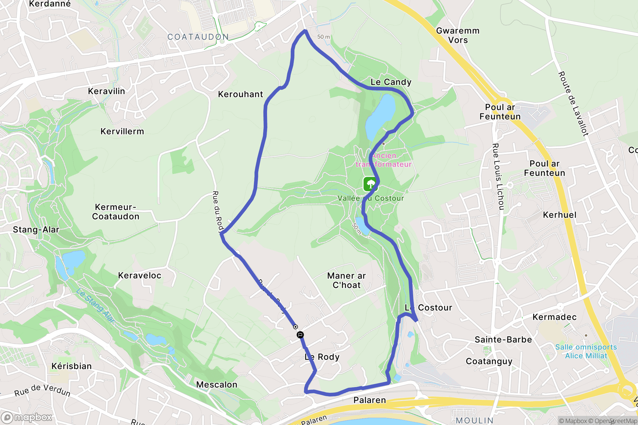 Guipavas : carte du parcours de randonnée - France