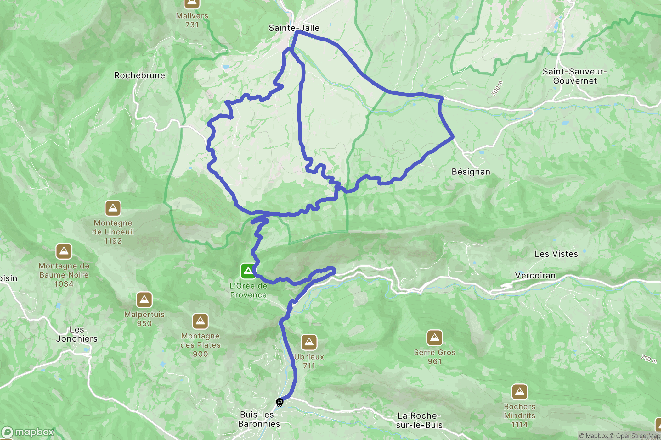 Buis-les-Baronnies : carte du parcours de randonnée - France