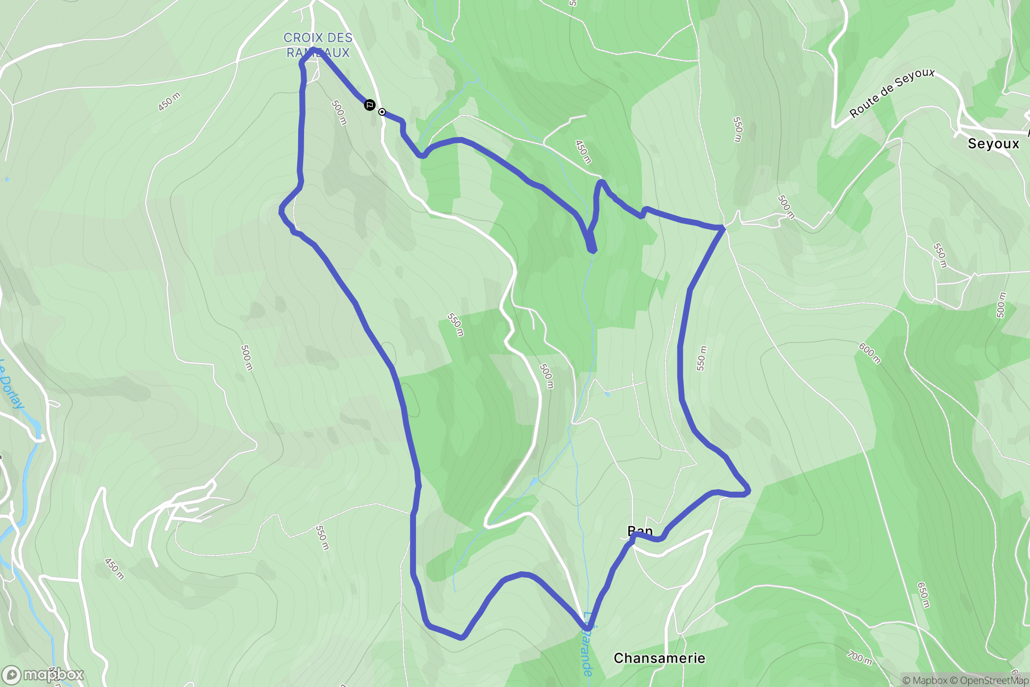 Farnay : carte du parcours de randonnée - France
