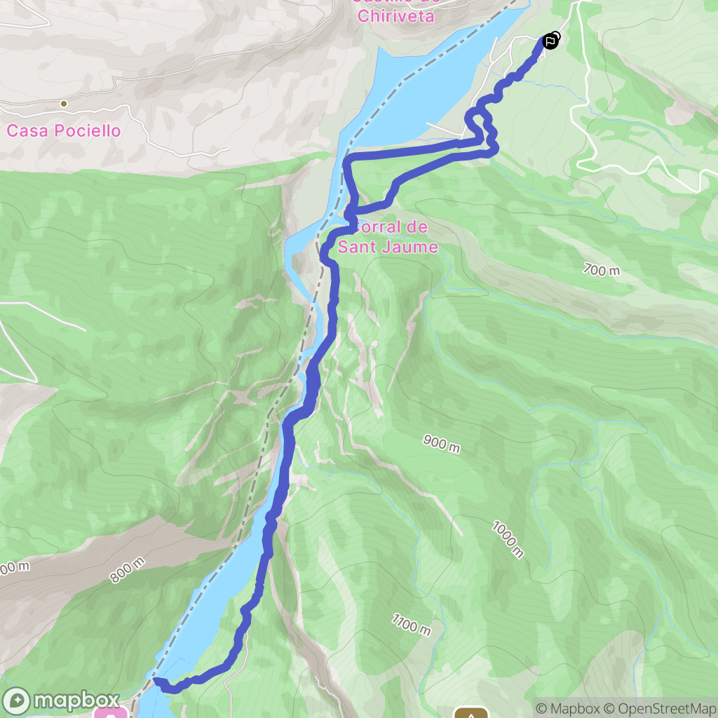 La Clua : carte du parcours de randonnée - Spain