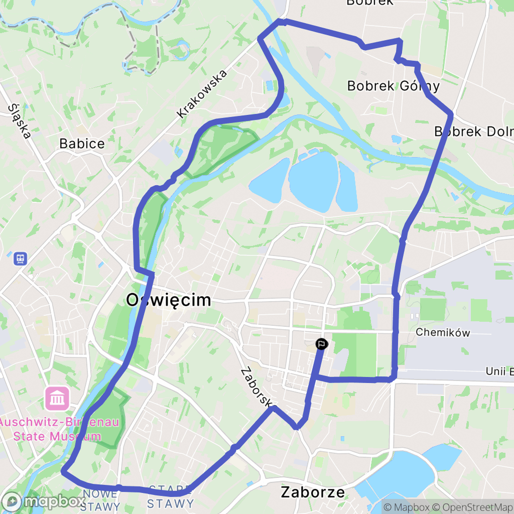 Oświęcim: mapa trasy - Poland