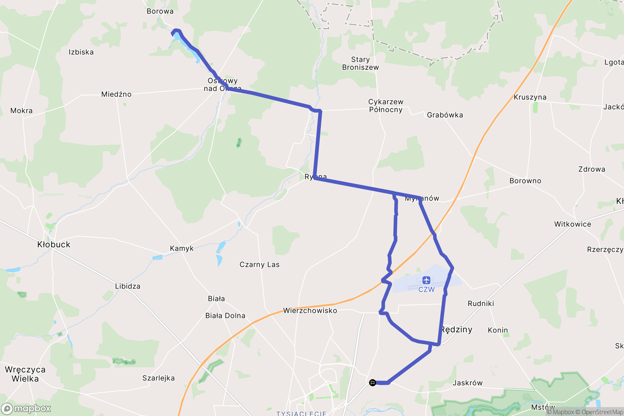 Częstochowa: mapa trasy - Poland