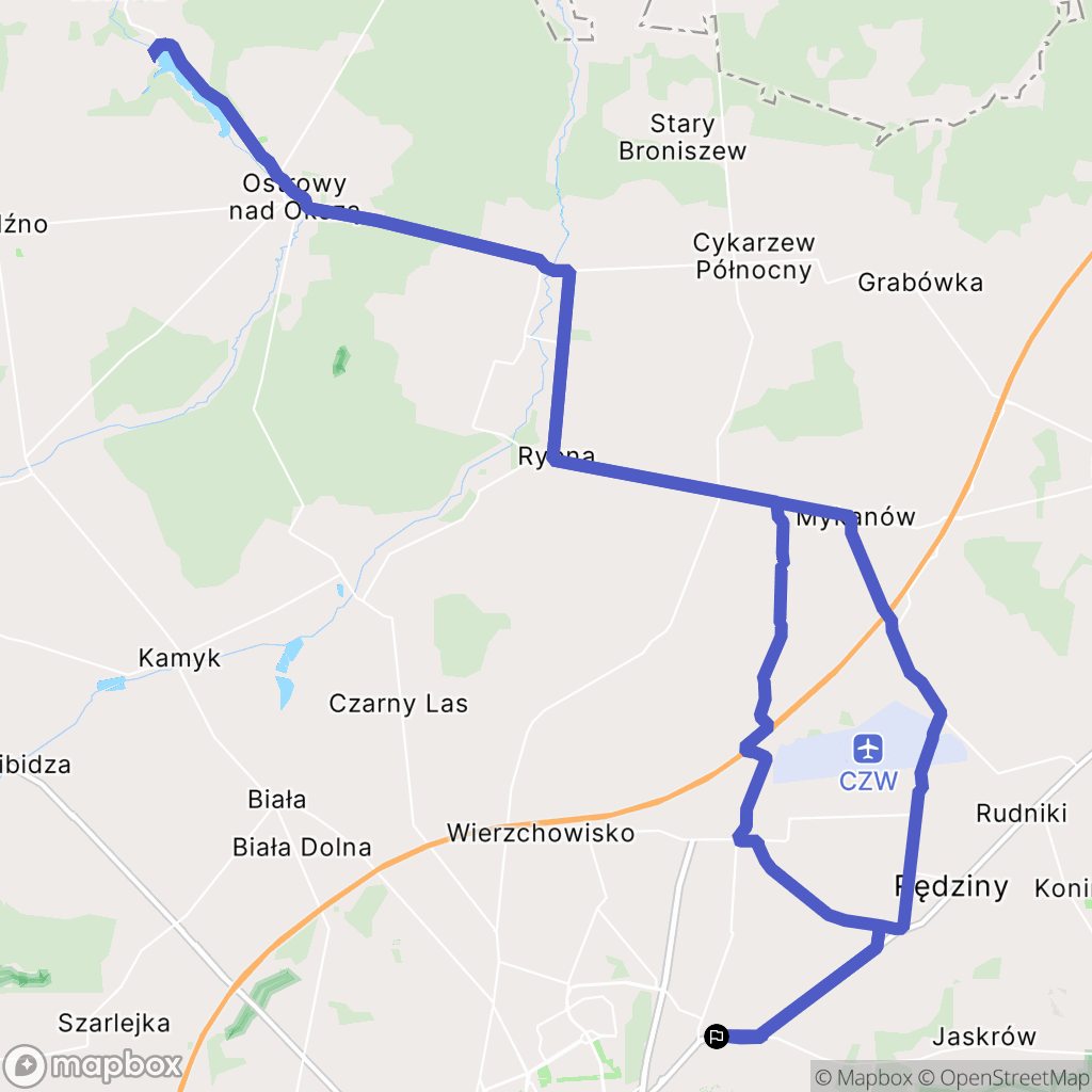 Częstochowa: mapa trasy - Poland