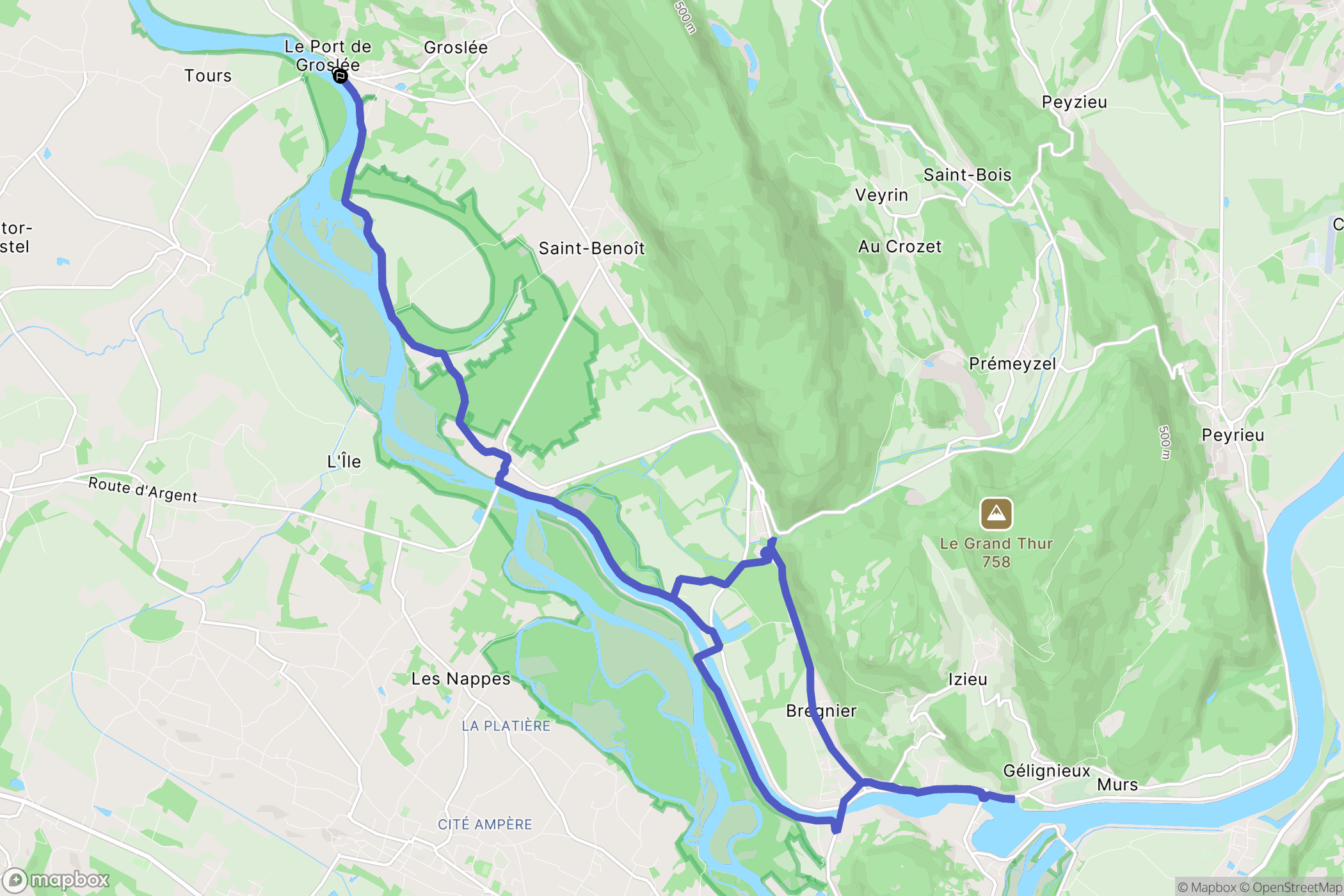 Groslée-Saint-Benoit : carte du parcours de randonnée - France