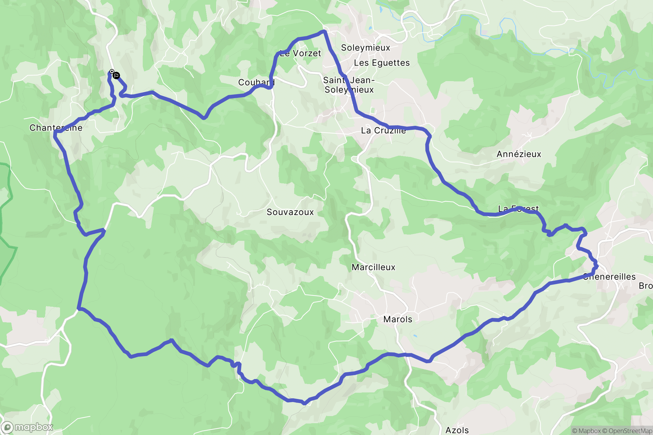 Saint-Jean-Soleymieux : carte du parcours de randonnée - France