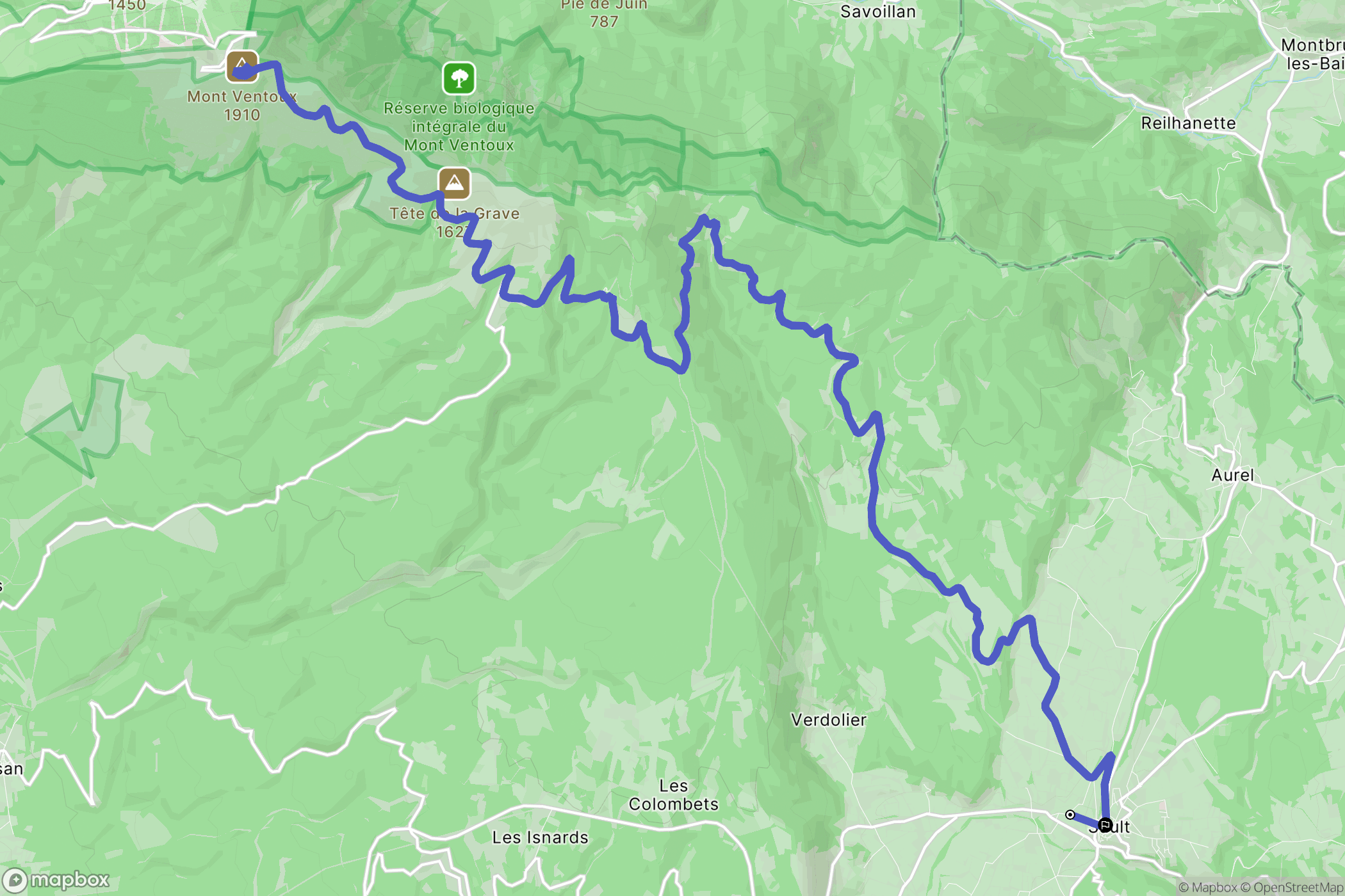 Sault : carte du parcours de randonnée - France