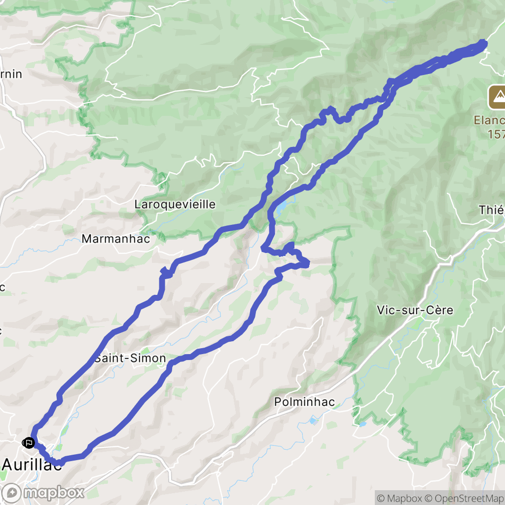 Aurillac : carte du parcours de randonnée - France