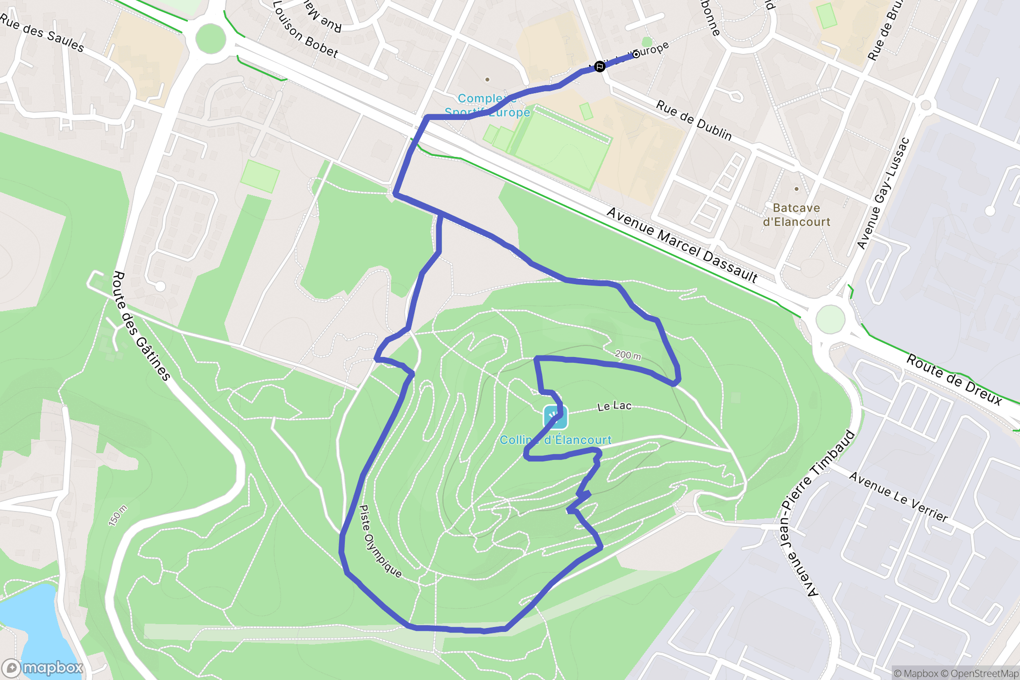 Élancourt : carte du parcours de randonnée - France