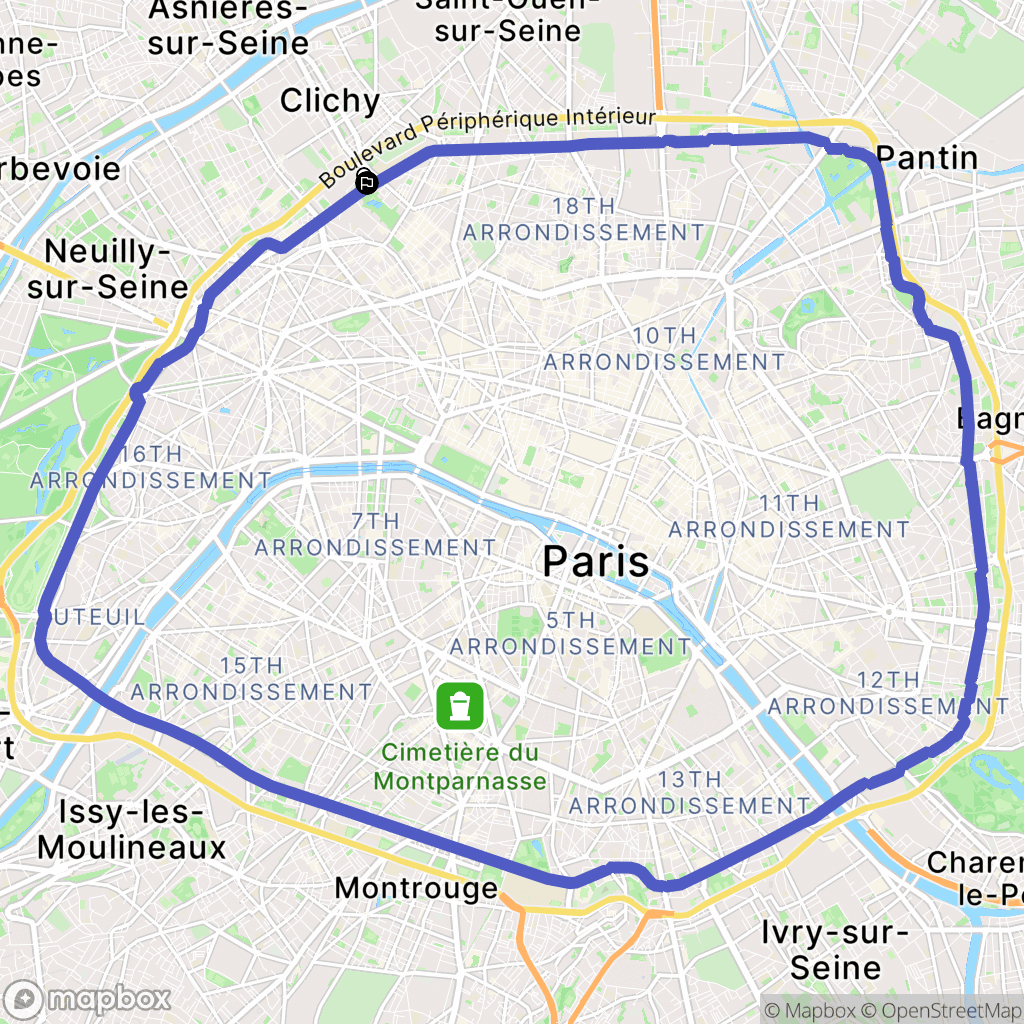 Paris : carte du parcours de randonnée - France