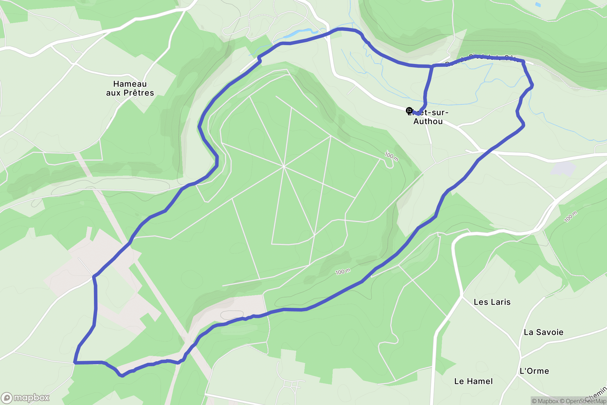 Livet-sur-Authou : carte du parcours de randonnée - France