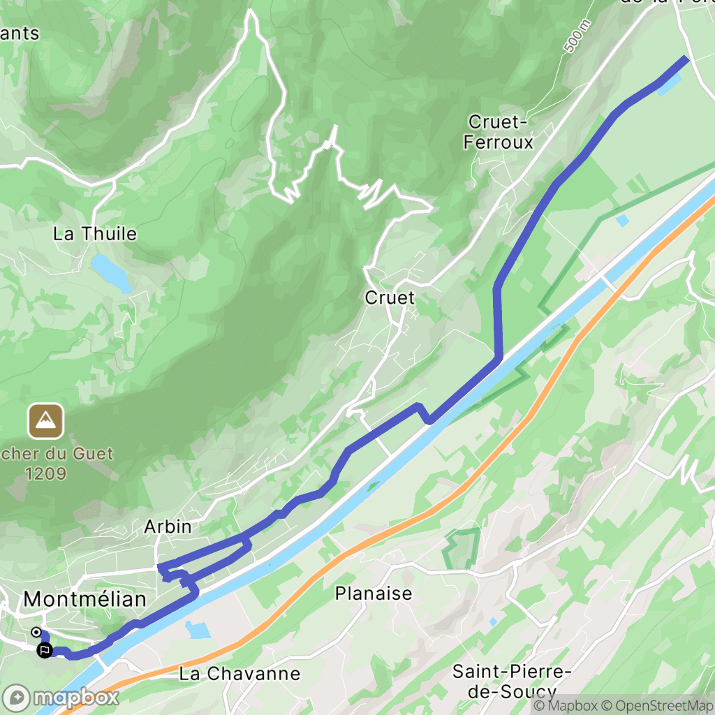 Montmélian : carte du parcours de randonnée - France