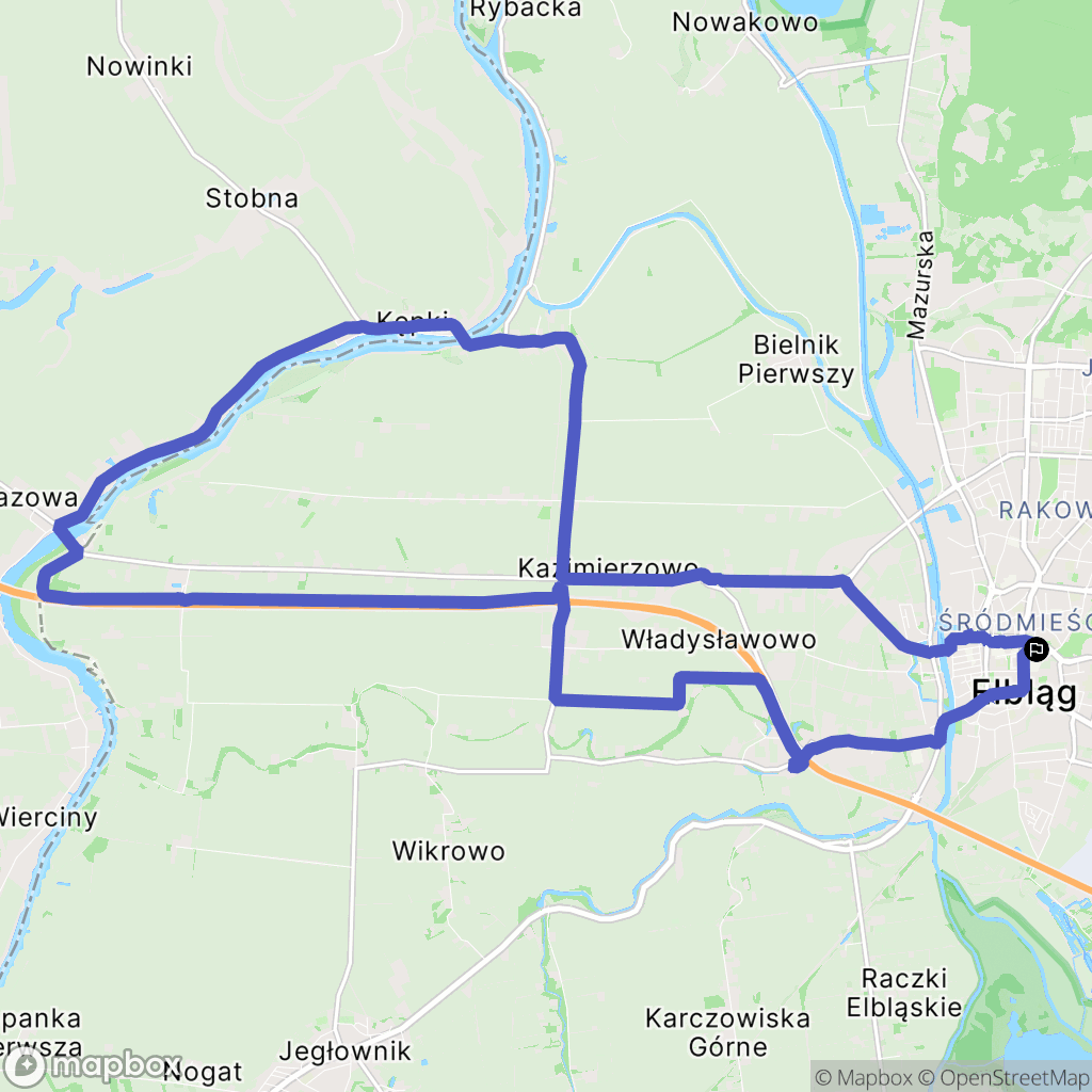 Elbląg: mapa trasy - Poland