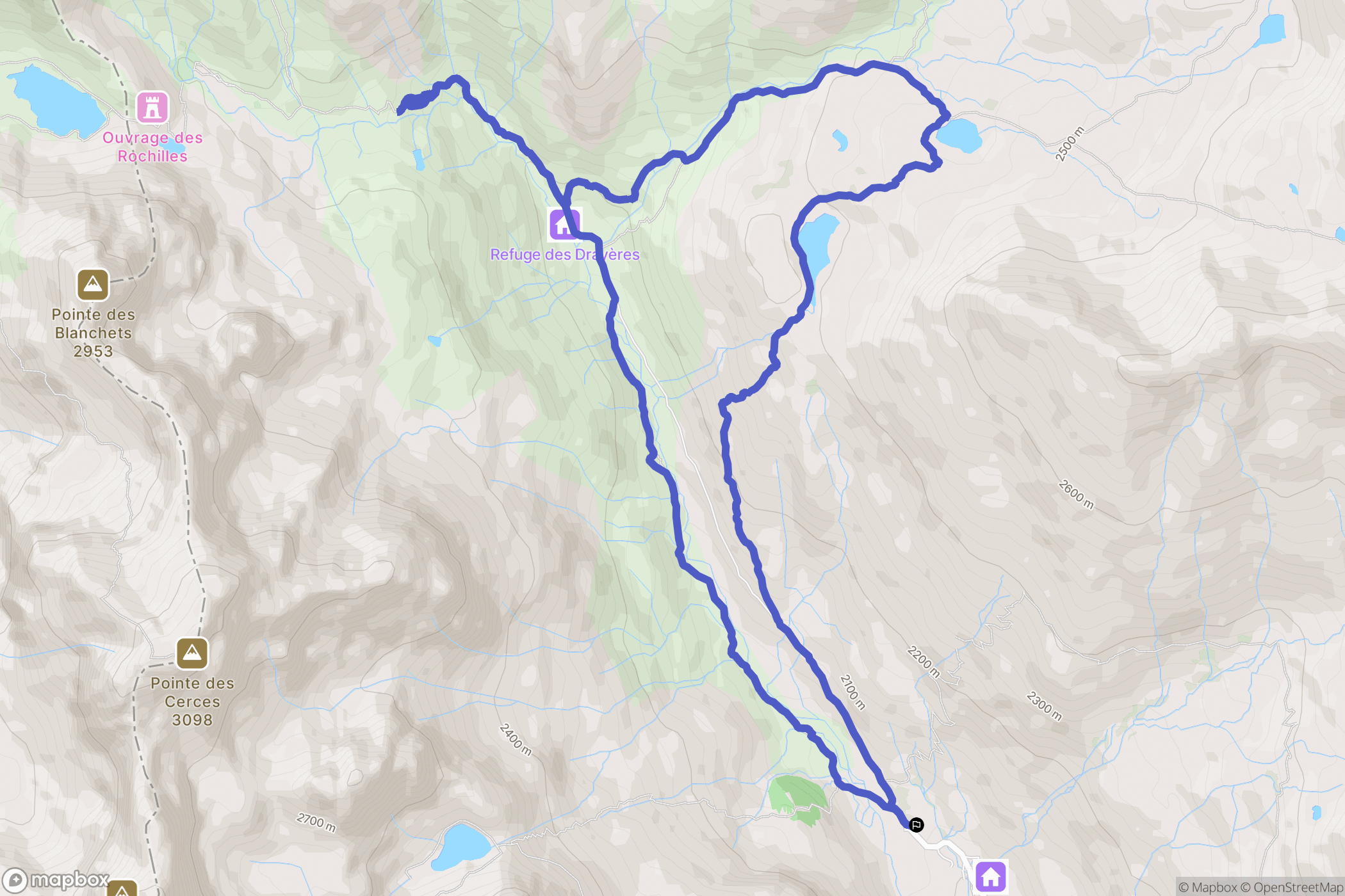 Névache : carte du parcours de randonnée - France