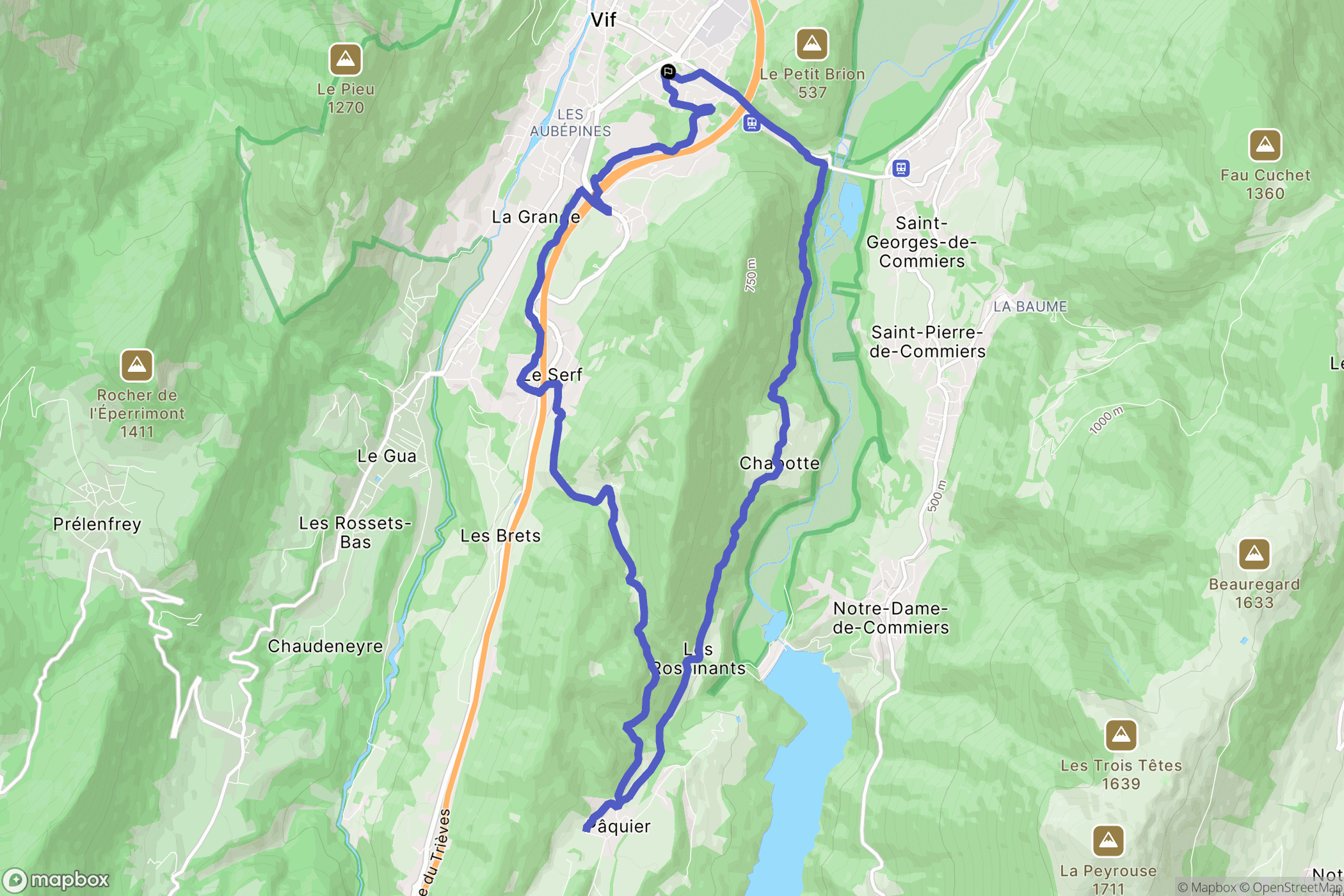 Vif : carte du parcours de randonnée - France