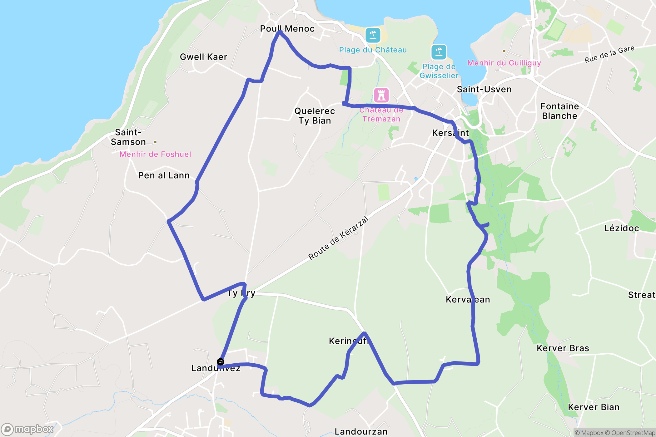 Landunvez : carte du parcours de randonnée - France