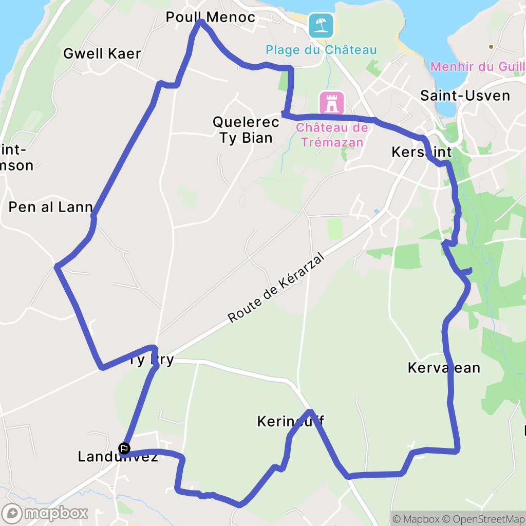 Landunvez : carte du parcours de randonnée - France