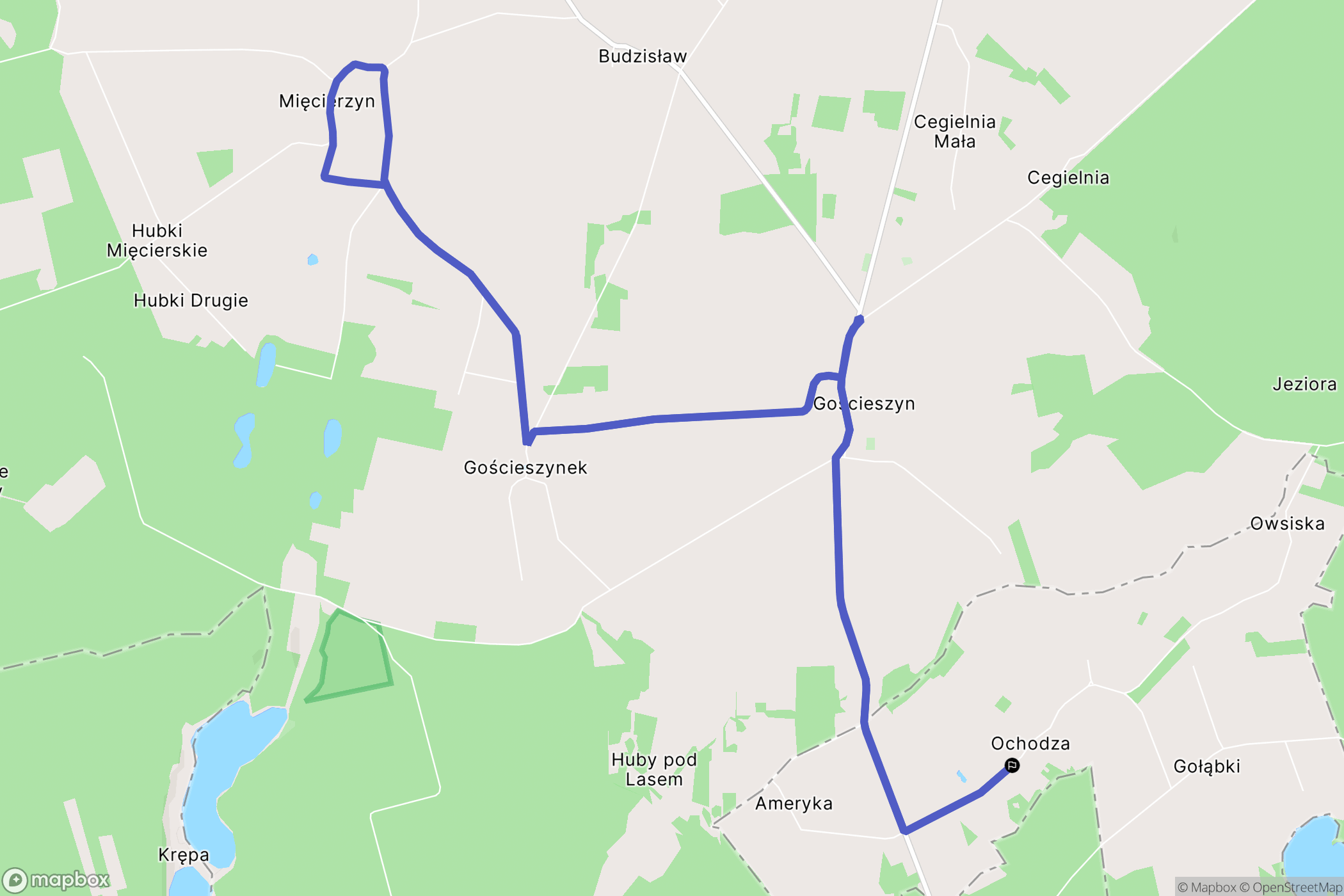 Ochodza: mapa trasy - Poland