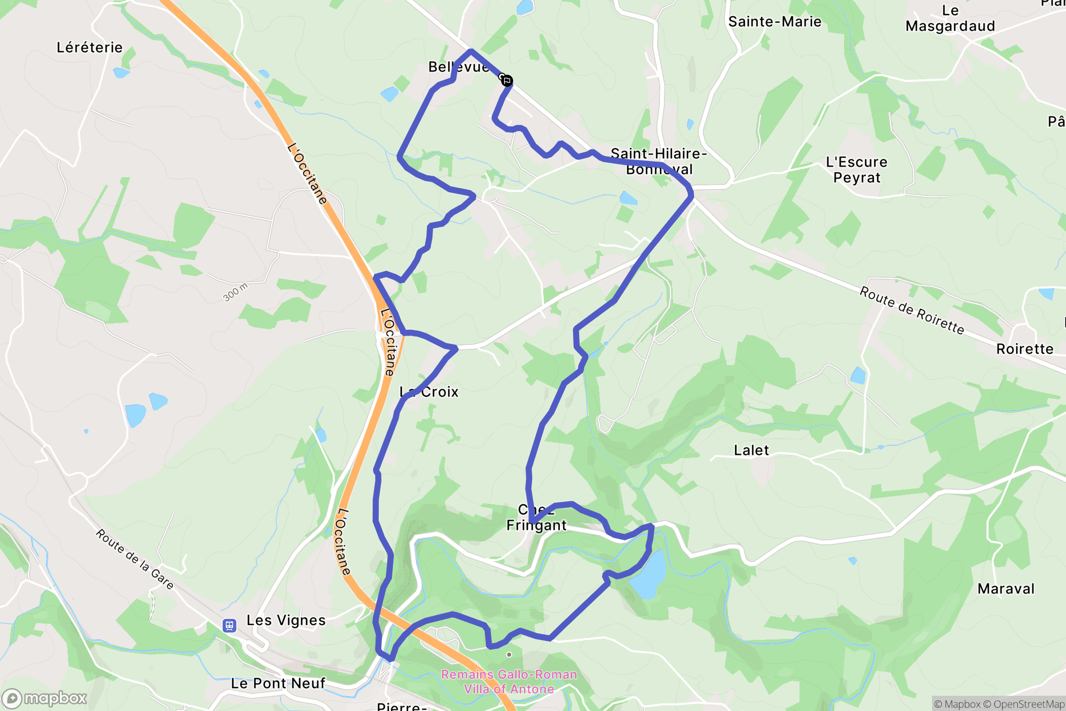 Saint-Hilaire-Bonneval : carte du parcours de randonnée - France