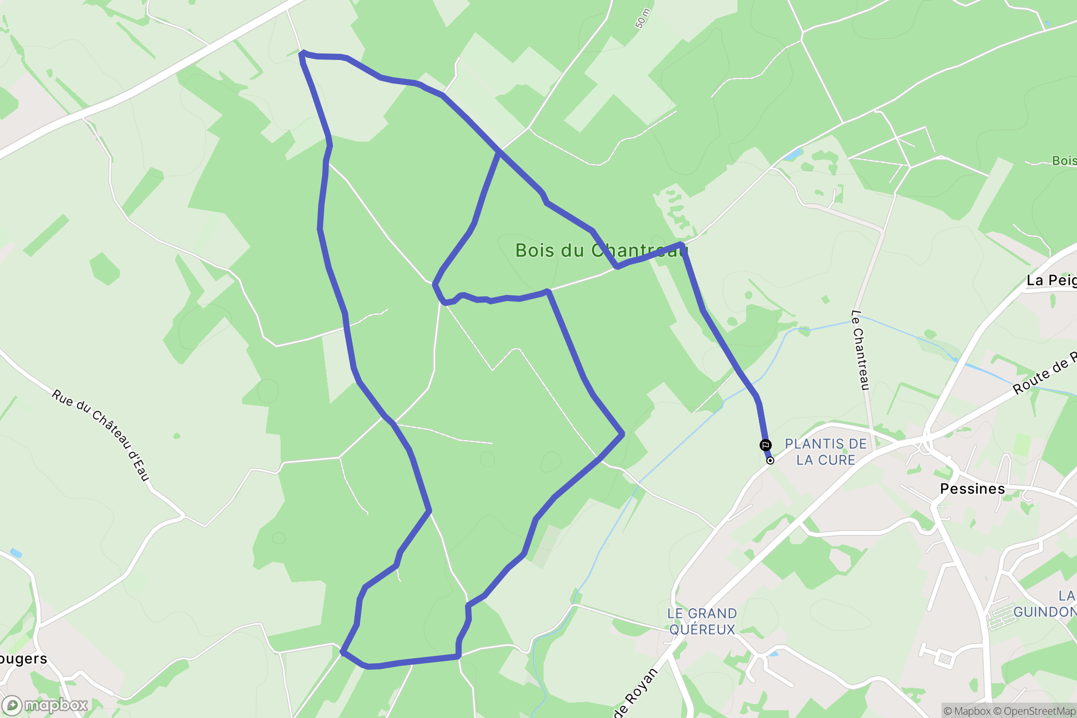 Pessines : carte du parcours de randonnée - France