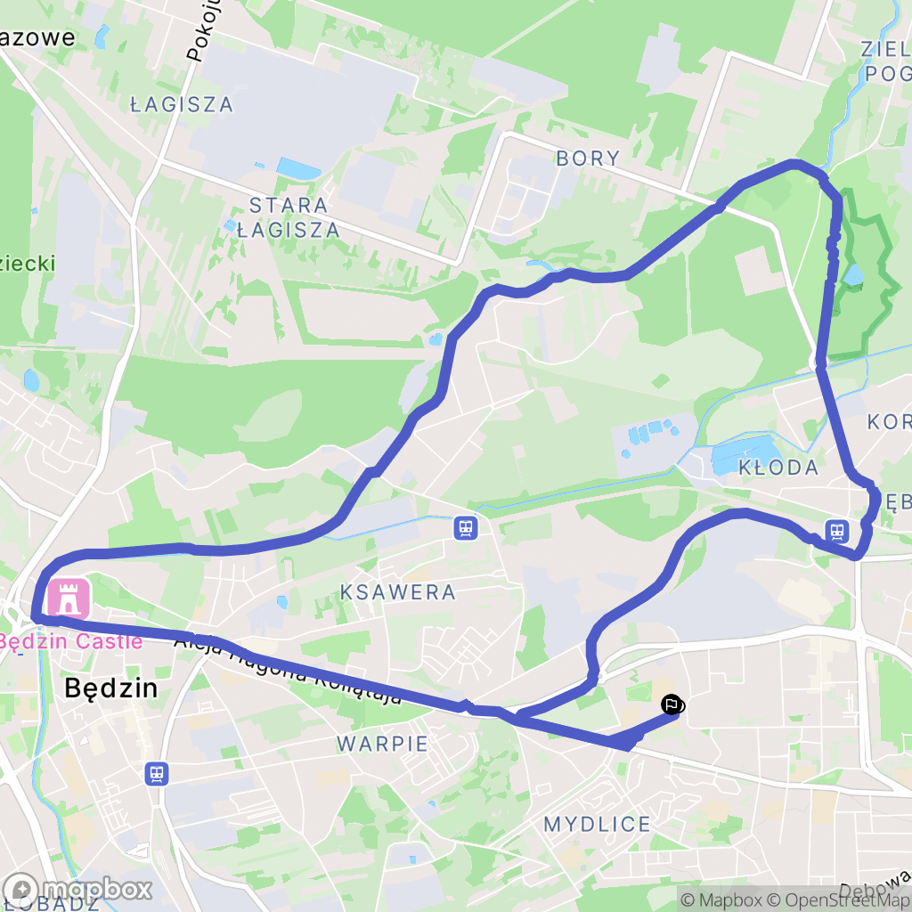 Dąbrowa Górnicza: mapa trasy - Poland