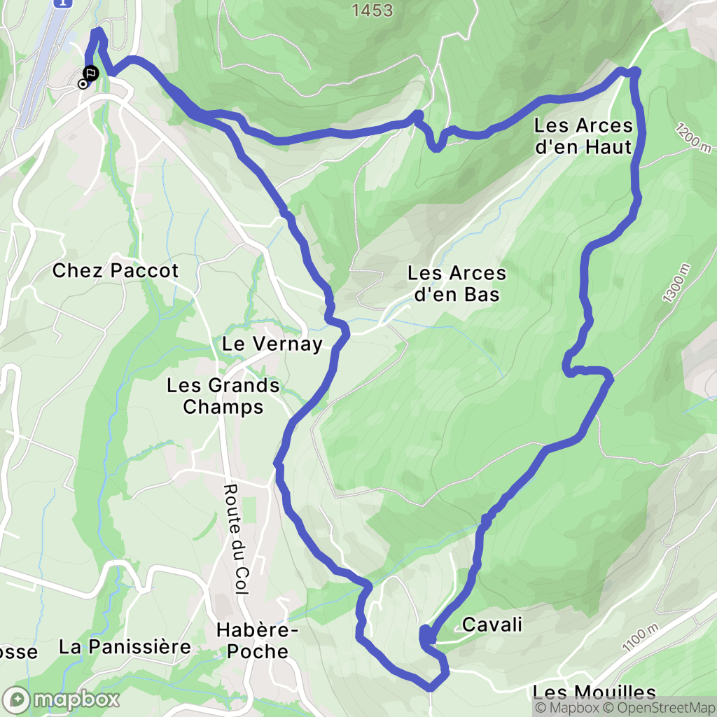 Habère-Poche : carte du parcours de randonnée - France