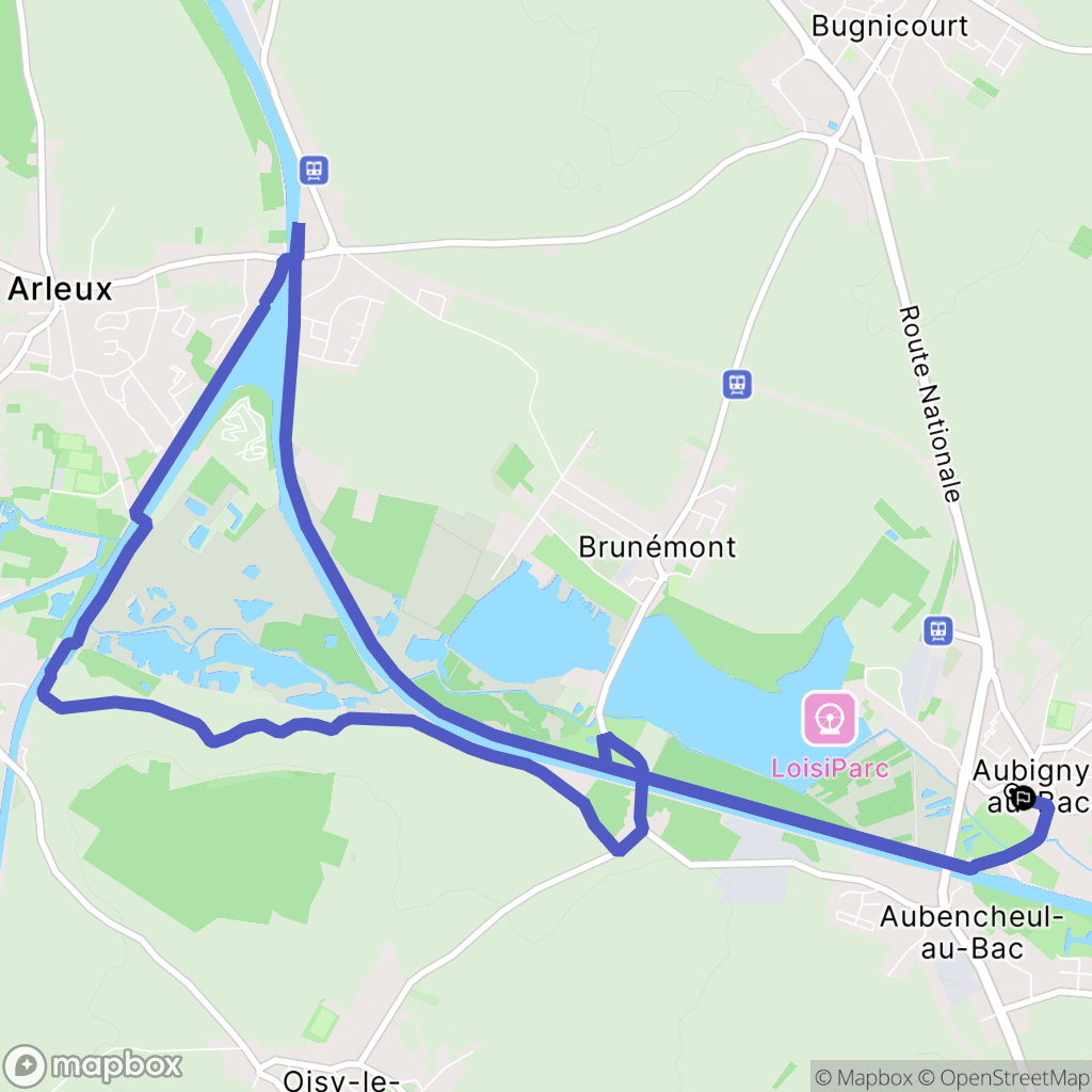 Aubigny-au-Bac : carte du parcours de randonnée - France