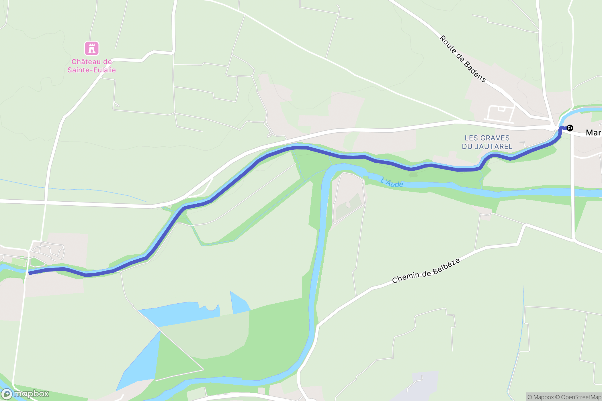 Marseillette : carte du parcours de randonnée - France