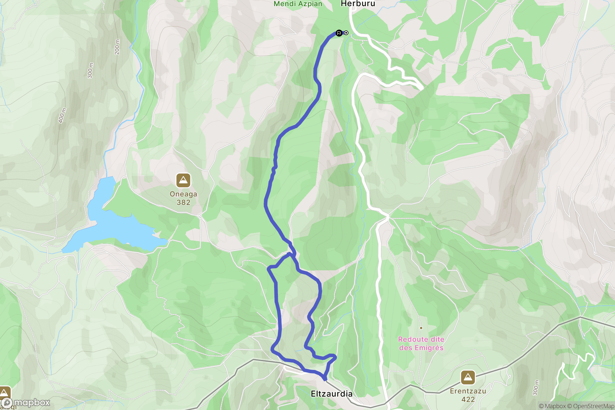 Urrugne : carte du parcours de randonnée - France