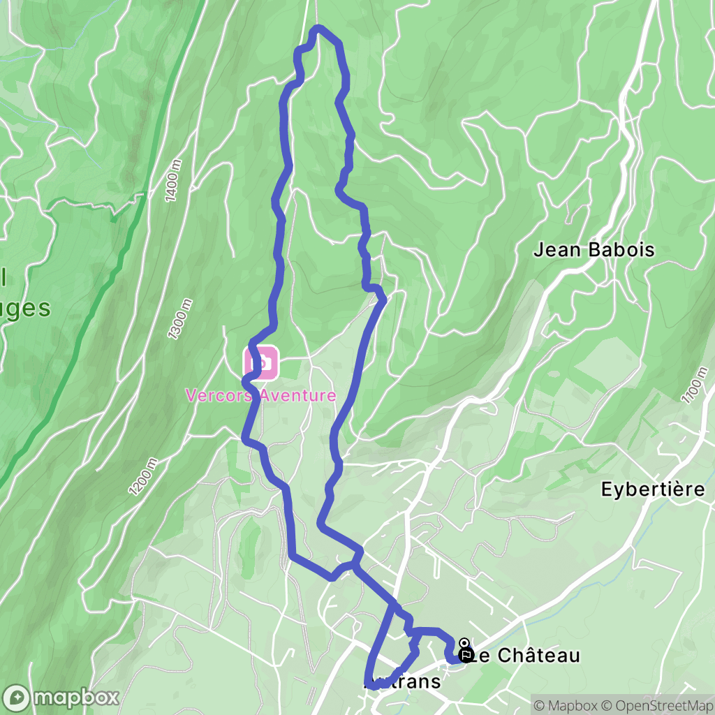 Autrans-Méaudre en Vercors : carte du parcours de randonnée - France